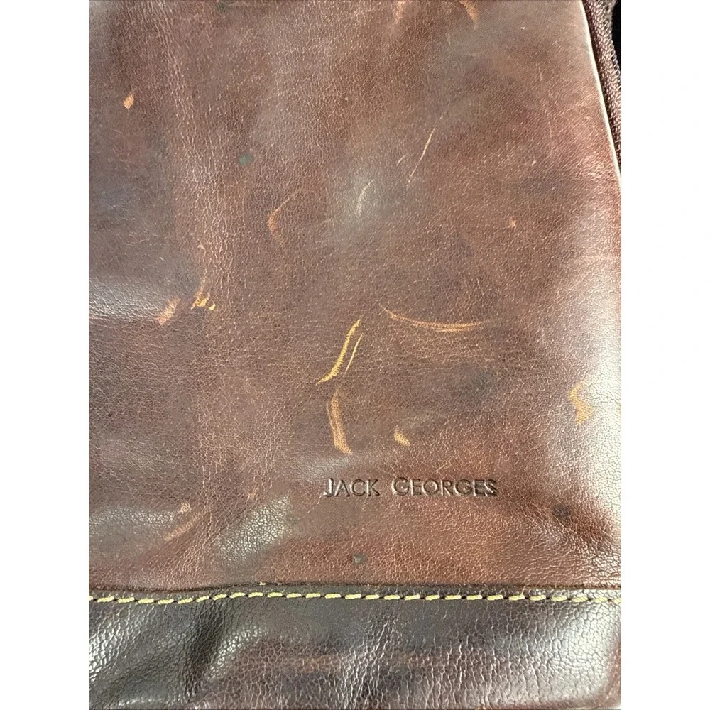 Jack Georges Voyager Small Brown Leather Crossbody Backpack Unisex.